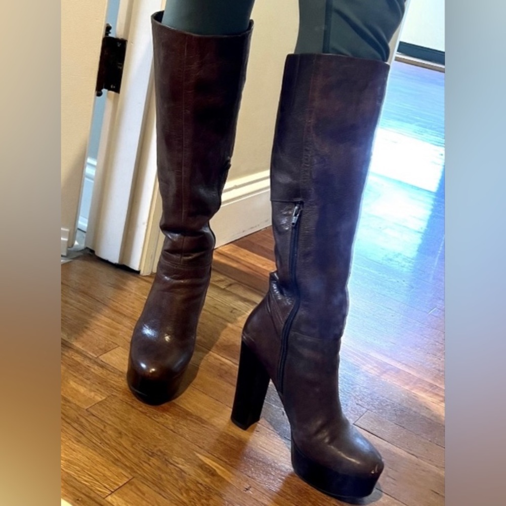 Nine West Leather Platform Knee High Boots